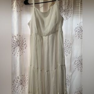 Torrid Tiered Tea Length Dress - Chiffon & Lurex White